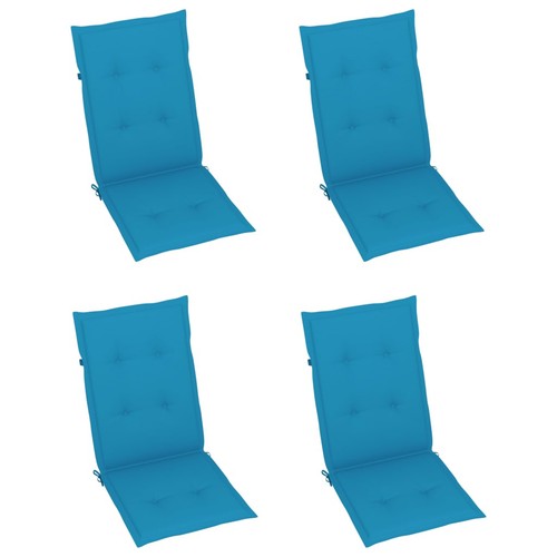 Garden Chairs 4 pcs with Blue Cushions Solid Teak Wood M0A8 - Picture 6 of 11
