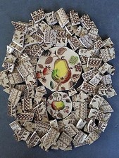 Vtg Johnson Bros Fruit Sampler 132 Mosaic Tiles  2 Fruit Focals Brown Design