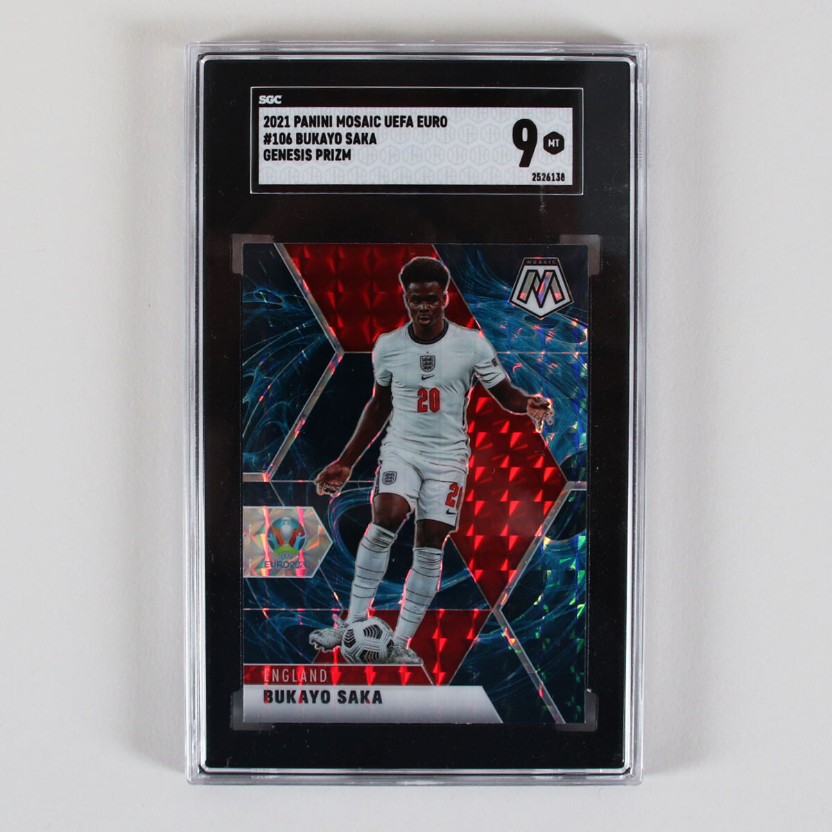 2021 Panini Mosaic UEFA Euro Bukayo Saka Graded Card #106 Genesis Prizm - SGC 9
