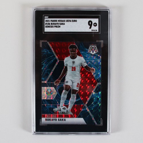 2021 Panini Mosaic UEFA Euro Bukayo Saka Graded Card #106 Genesis Prizm - SGC 9