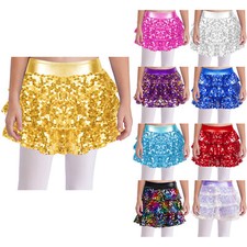 Kids Girls Dance Clothing Shorts Ice Skating Skirted Tiered Bottom Dancer Party