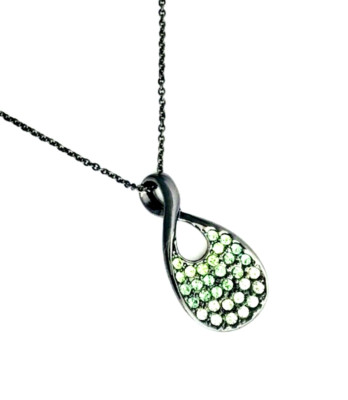Lia Sophia Day Glow Green Crystal Ombre Gradient Gunmetal Pendant Necklace