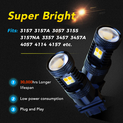 Innovited LED Turn Signal Light Bulbs White Amber Switchback 3157 3057 4057 4157 - Picture 5 of 5