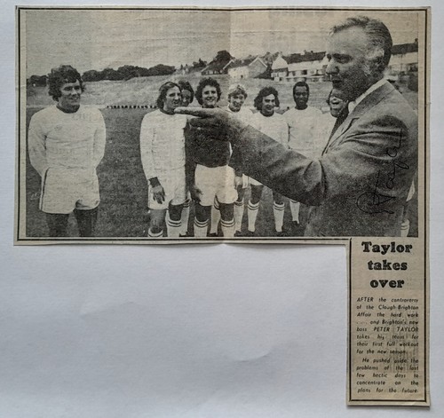 Peter Taylor Hand Signed Brighton & Hove Albion Newspaper Picture Autograph COA