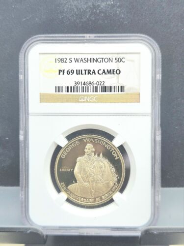 1982-S PF69 ULTRA CAMEO George Washington Commemorative Half Dollar NGC #495 - Picture 3 of 4