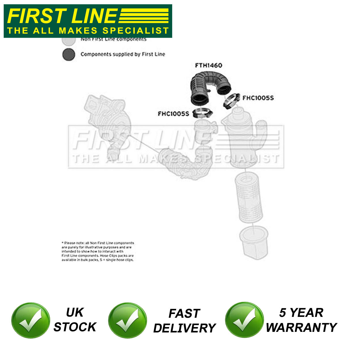 Air Filter Intake Hose First Line Fits Fiat Doblo 2002 1.9 JTD 2