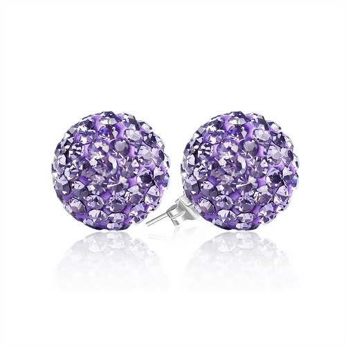 Sparkle CZ Crystal Round Disco Ball Sliver Stud Earrings 6mm 8mm 10mm 12mm - Picture 7 of 26