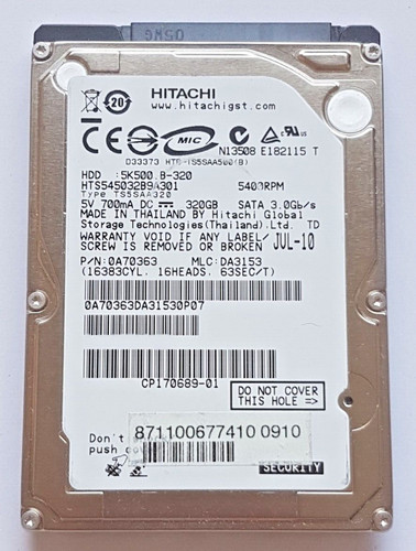 320 GB SATA Hitachi HTS545032B9A301 5400rpm 8MB HDD 2,5" interne Festplatte