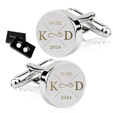 Personalised Engraved Round Cufflinks for Men Birthday Wedding Anniversary Gift