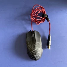 FOR PARTS Red Dragon Wired USB LED Optical Gaming Mouse 3200 DPI S107 (READ)
