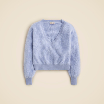 NWT J Crew Brushed Cashmere Cropped V Neck Sweater, Marble Blue, Size XS