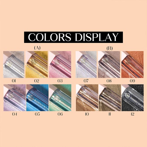 12 Colors Pearlescent Eyeshadow Liquid Eyeliner Shimmer Eye Shadow Highlighter# - Picture 10 of 24