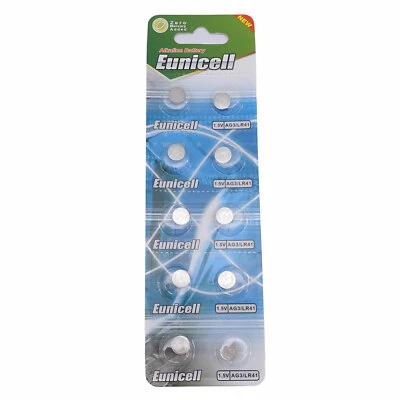 ENVOI SOUS SUIVI - EUNICELL - 10 Piles Bouton AG3 392 LR41 SR41SW 1,5 V