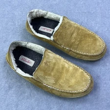 Olukai Nohea Women's 8 Slippers Beige Sherpa Lined Comfort Leather Shoes Slip On