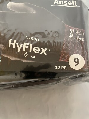 12 Pair Ansell HyFlex 11-600 Size 9 (Large) Gloves