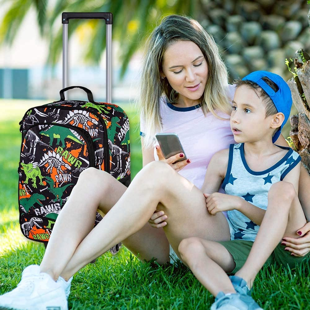 Kids Luggage for Boys, Cute Dinosaur Rolling Wheels Suitcase for Toddler Childre