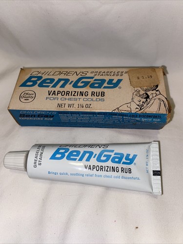 Vintage 1966 Children's Ben Gay BEN-GAY VAPORIZING RUB in box metal ...