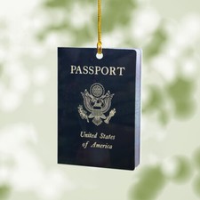 Passport Christmas Hanging Ornament, Travel Passport Ornament USA Passport Gift