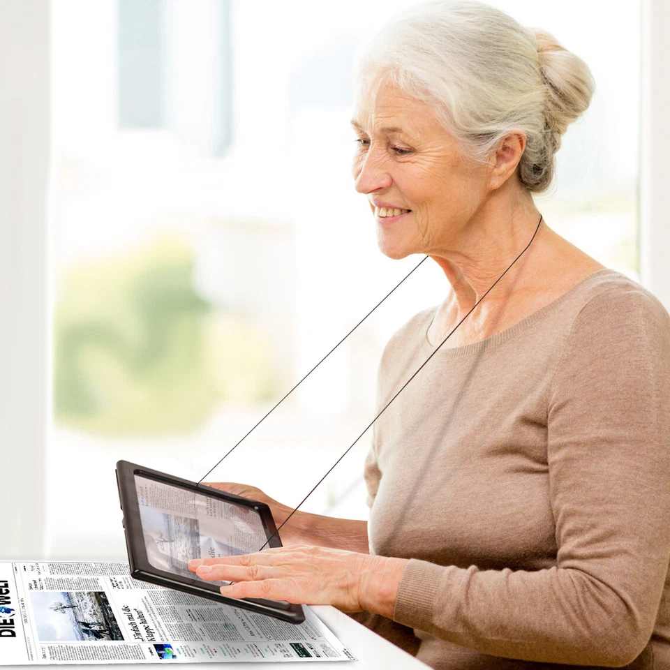 LED Leselupe Lesehilfe Lupe 4x Fach Vergrößerungsglas Zeitungslupe Standlupe - Bild 2 von 4