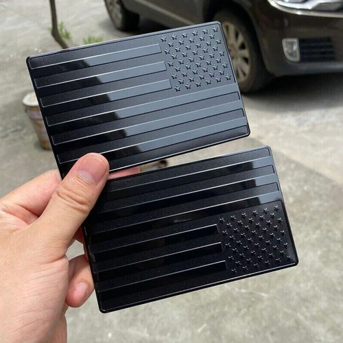 2x 3D Metal USA Flag Sticker American Car Truck Decal Emblem Black Stickers