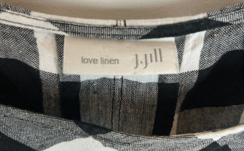 J Jill Top Womans L Love Linen Gingham Buffalo Check Plaid Lagenlook Read - Picture 3 of 10