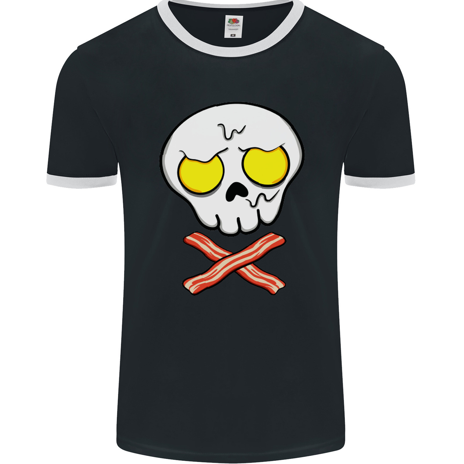 Bacon & Huevo Calavera y Huesos Cruzados Divertido Hombre Ringer Fotl