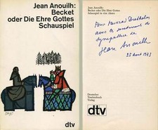 DRAMATIST Jean Anouilh autograph, signed book DRAMATIST Jean Anouilh autograph, signed book
