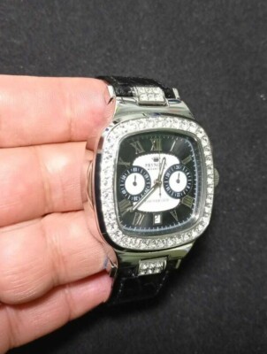 OROLOGIO CRONOGRAFO DA UOMO DONNA PRYNGEPS TIMONIER CLUB, NERO, PELLE BISEX  | eBay
