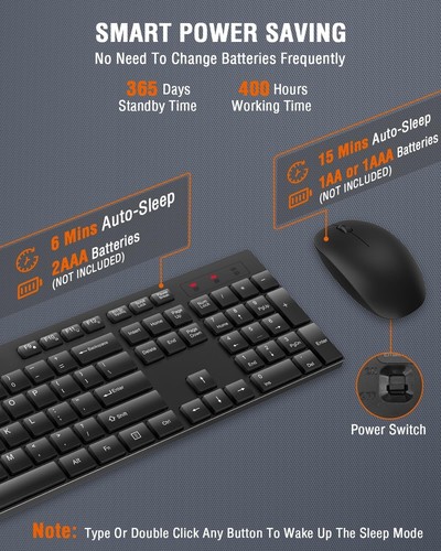 Wireless Keyboard and Mouse, Ergonomic Tilt Angle, Noise Reduction by Edjo - Picture 3 of 5