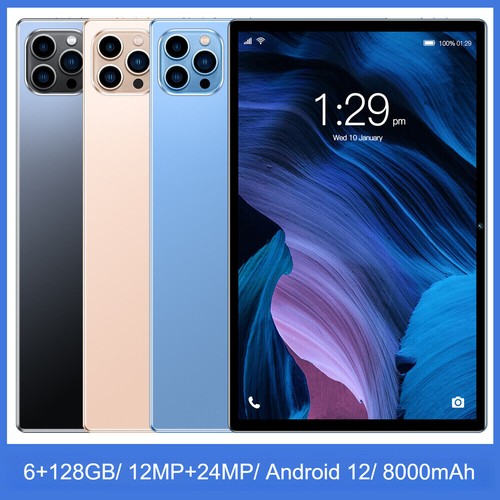 Tablette intelligente PC 10,1" Android 12 6 Go + 128 Go 8000 mAh Wifi double caméra neuve