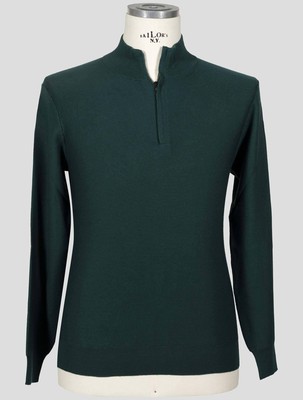 Fioroni Green Wool Cashmere Sweater Half Zip FI418 Man