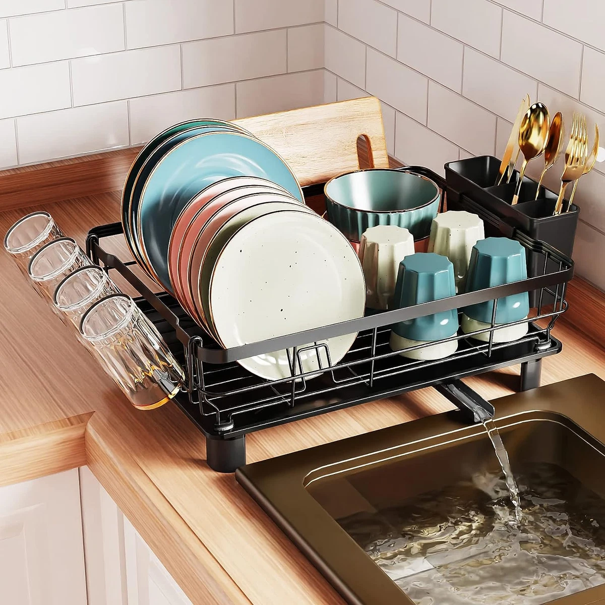 Dish Drying Rack with Drainboard - Dish Racks for Kitchen Counter