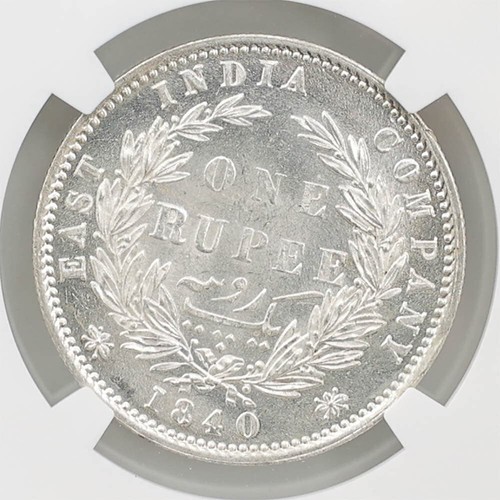 1840 (B&C) British India Queen Victoria 1 Rupee Silver Coin NGC MS 64 STAR - Picture 4 of 4
