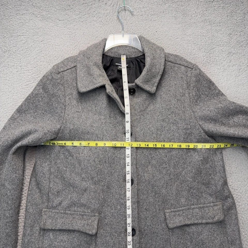 Abrigo American Apparel Mujer Grande Gris Mezcla de Lana Pura Forrado Guisante Abrigo Chaqueta Foto 2 de 4
