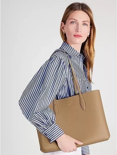 New Kate Spade All Day Large Tote Leather Timeless Taupe - Picture 7 of 9