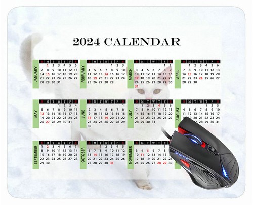 2024 Calendar Mouse Pad with Holidays,Begonia Red Rectangle Gaming Mouse Pads - Picture 9 of 37