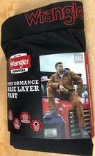 NWT new Wrangler Performance Base Layer Pants Bottoms Mens 2XL XXL 44-46 Black