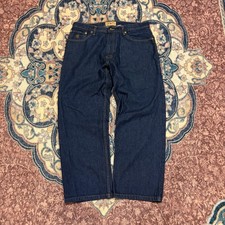 Y2K Rocawear Dark Wash Baggy Denim Jeans Hip Hop Skate Wide Leg 35x28