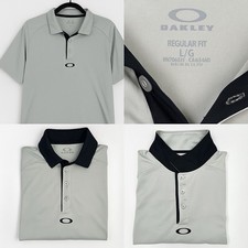 Oakley Polo Shirt Men  s Large L/G Gray Black Trim Performance Golf Regular Fit
