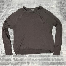 Athleta Sweatshirt Womens Medium Black Tencel Modal Thumbhole High Low Pullover