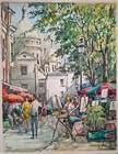 Louise Marie Peyre (1897 - 1975) watercolor painting paris scene