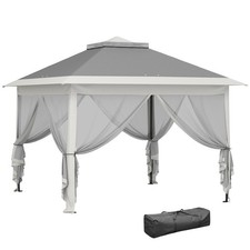 Outsunny Pop Up Gazebo Height Adjustable Canopy Tent w/ Carrying Bag, Dark Grey