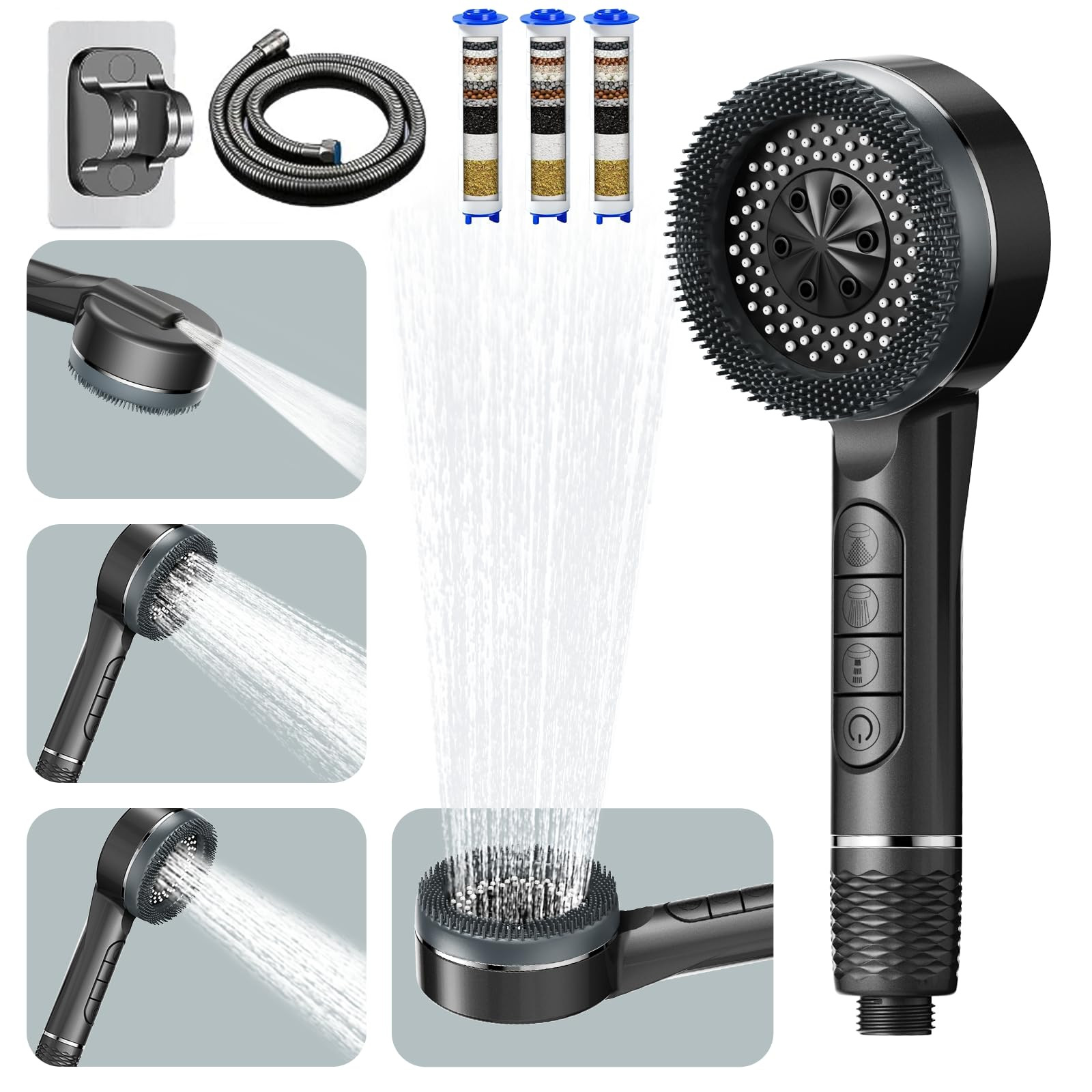 High Pressure Filtered Shower Head with Handheld and 3+1 Modes
