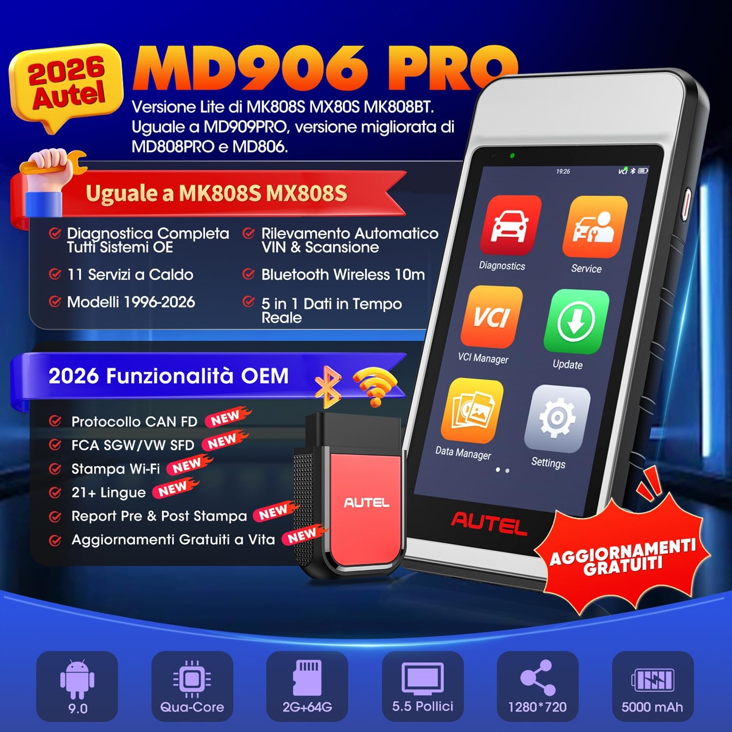 Autel - Maxidiag Md906 Pro Diagnosi Auto Can Fd 11 Servizi Scanner OBD2 Sistemi - Miniatura 11