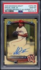 Marketplace image: 2025 Bowman Draft Miguel Sime Jr #CPA-MS 1st Chrome Auto Superfractor 1/1 PSA 10