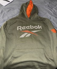 Reebok Boys Hoodie XL 18-20 Green classic logo orange military green