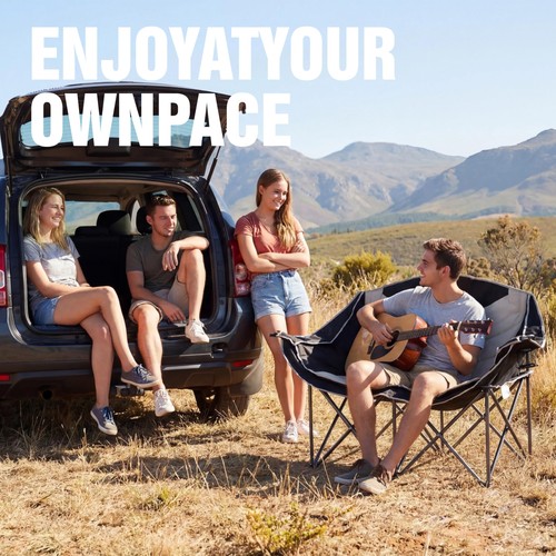 Double Camping Chairs, Oversized Folding Camping Loveseat, Double Camp Couch ... - Picture 5 of 9