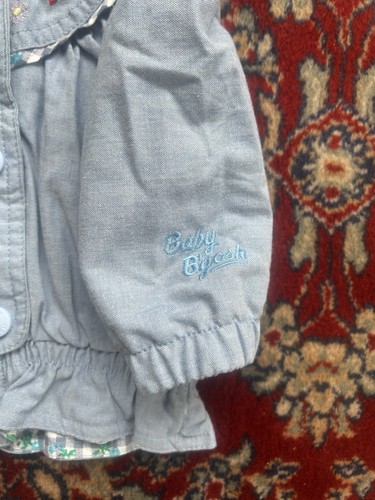 VTG 80’s 90s Oshkosh Baby B'gosh Denim Flowers Girls 6/9m Coat Jacket YKK Zipper - Picture 3 of 7
