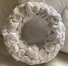 Handgefertigter Leinen Stoffkranz Türkranz Shabby Vintage Nostalgie Look  -847