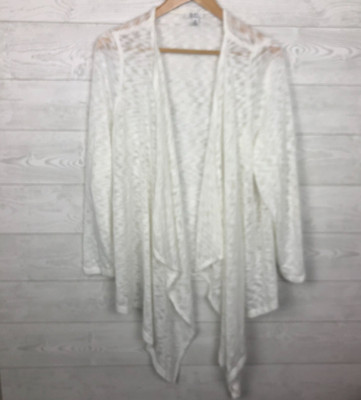 Jules & Leopold Women's 2X Open Front Cardigan 3/4 Sleeve Lightweight White